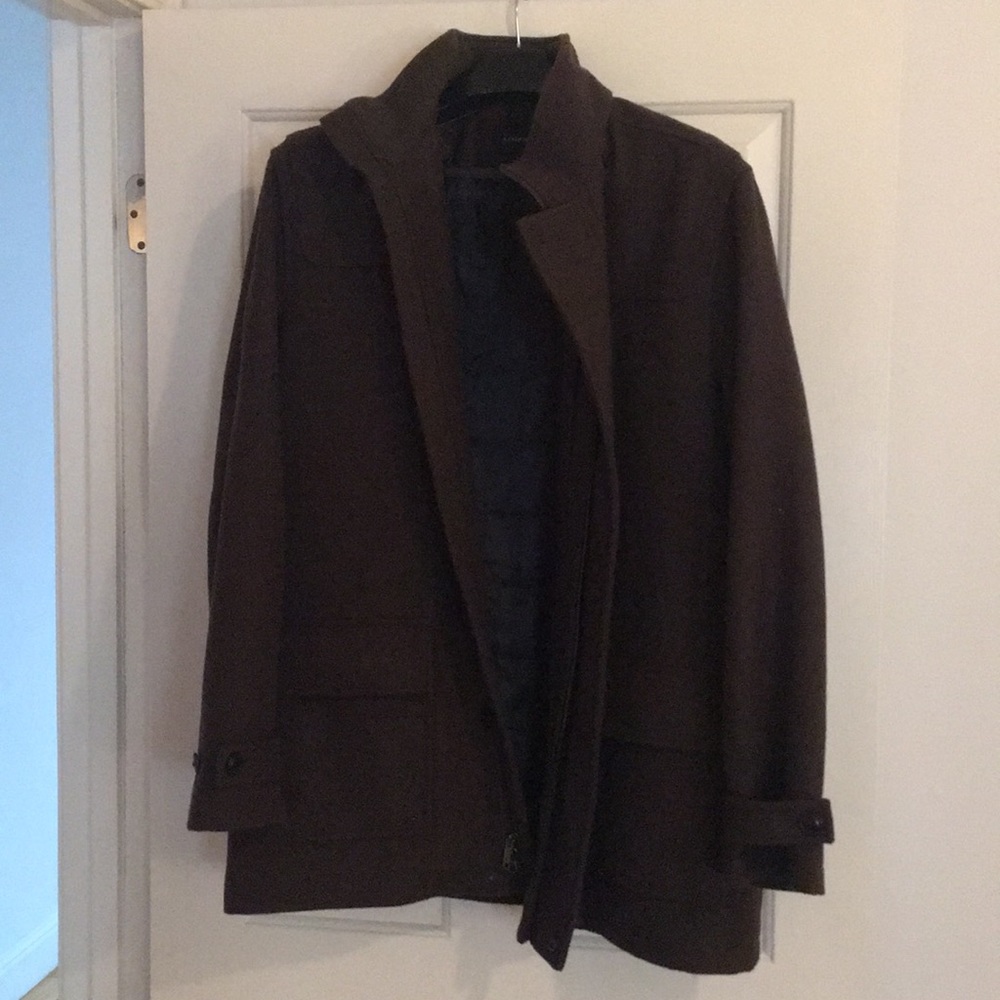 Lands’ End Brown Wool Coat with Down Liner